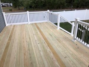 wood deck white railing