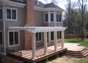 pergola on deck four columns attached to house