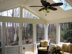 screened porch winter interior