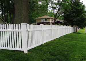 white vinyl picket fence